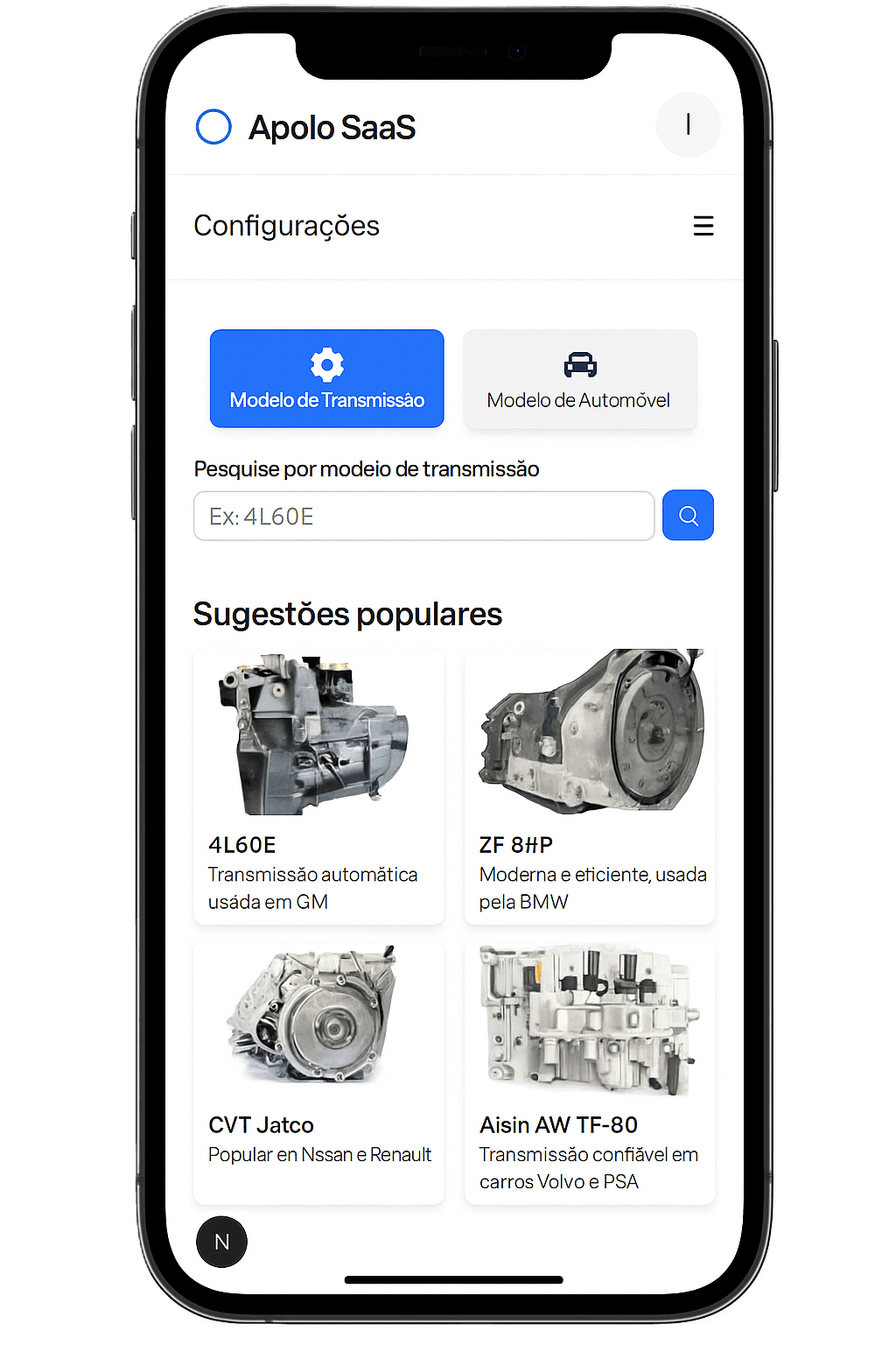 Sugestões populares responsivas